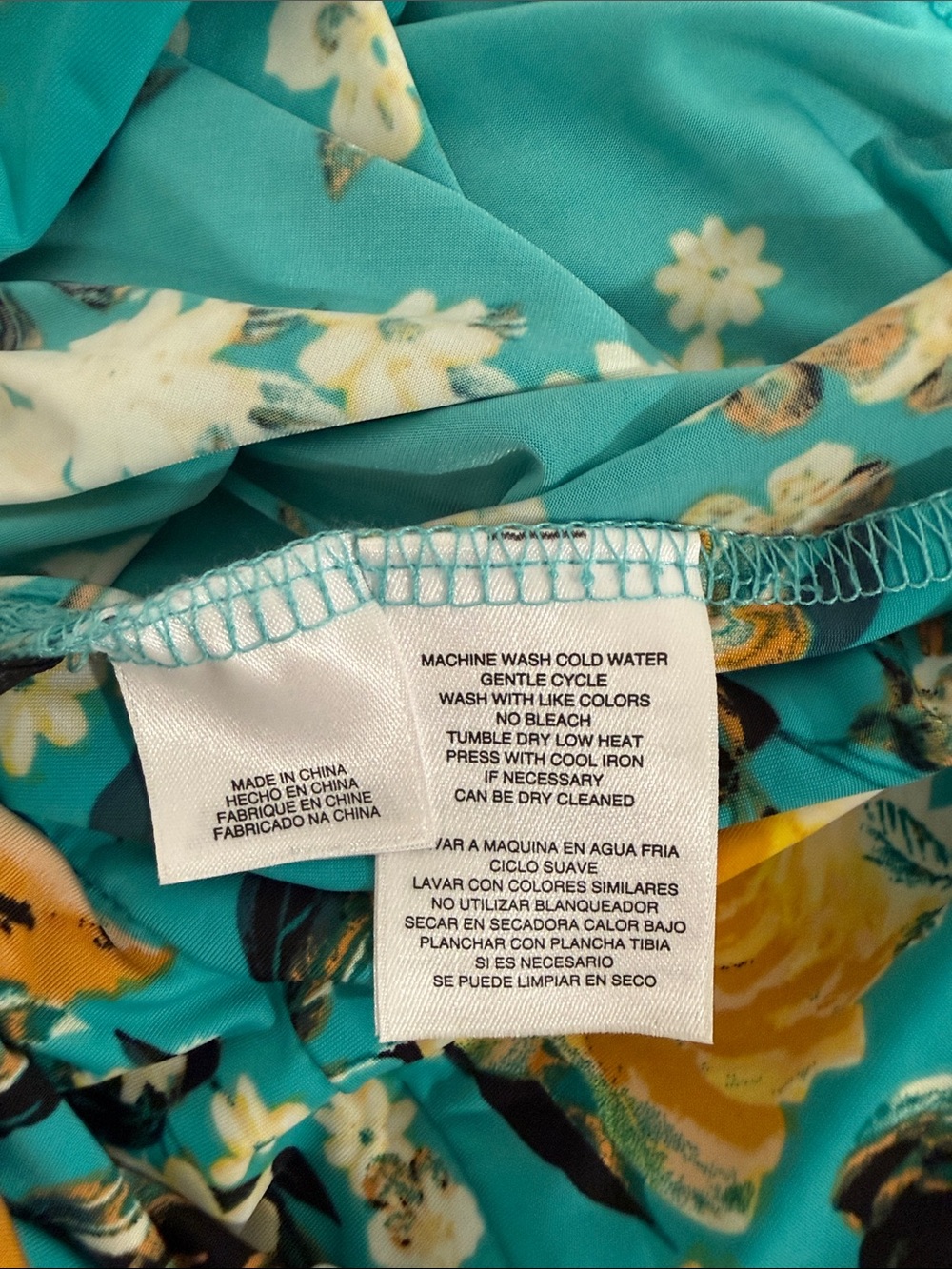 RACHEL Rachel Roy Teal Floral Midi Wrap Dress Size L NWT - Picture 4 of 4